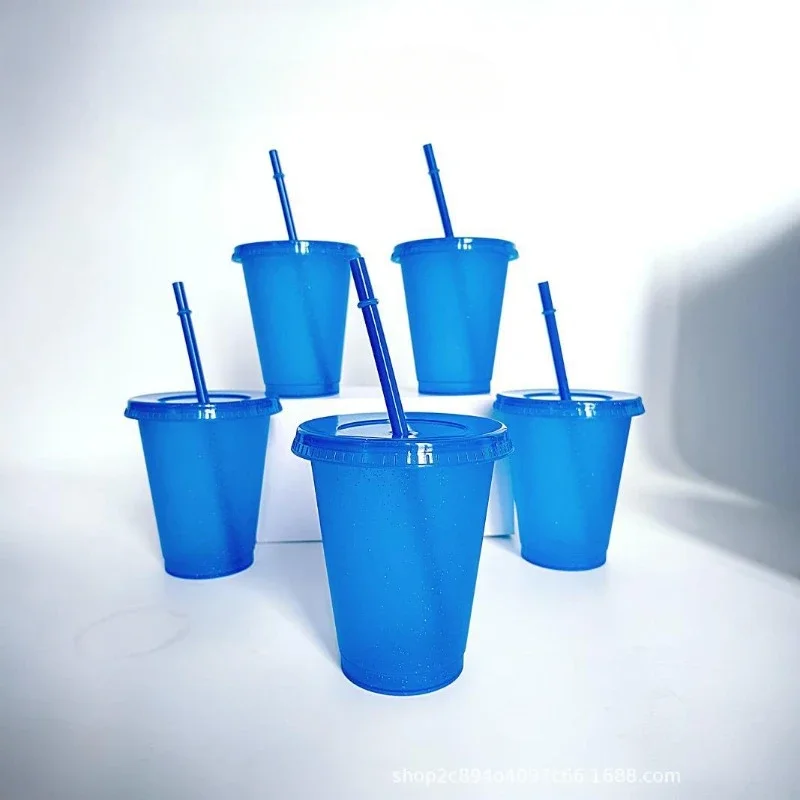 10PCS 475ml Glitter Glitter Sippy Cup Single-layer Glitter Milk Tea Cup Drink Cup Fast Food Restaurant Outdoor Barbecue Utensils