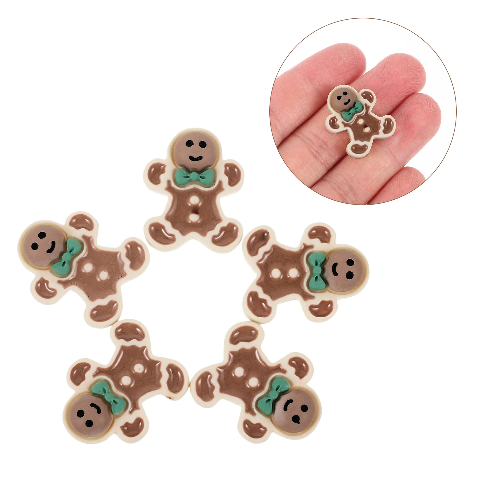 

40pcs Resin Simulation Gingerbread Man Diy Keychain Accessory Christmas Tree Decor Craft For Home Party Xmas Gingerbread Diy