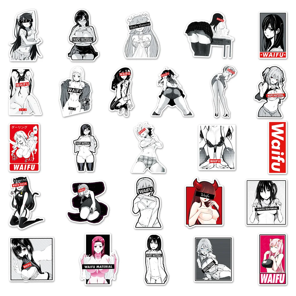 10/30/50/100PCS Anime Hentai Sexy Bunny Girl Waifu Stickers for Adult Skateboard Phone Motorcycle Car Waterproof Sticker Decal