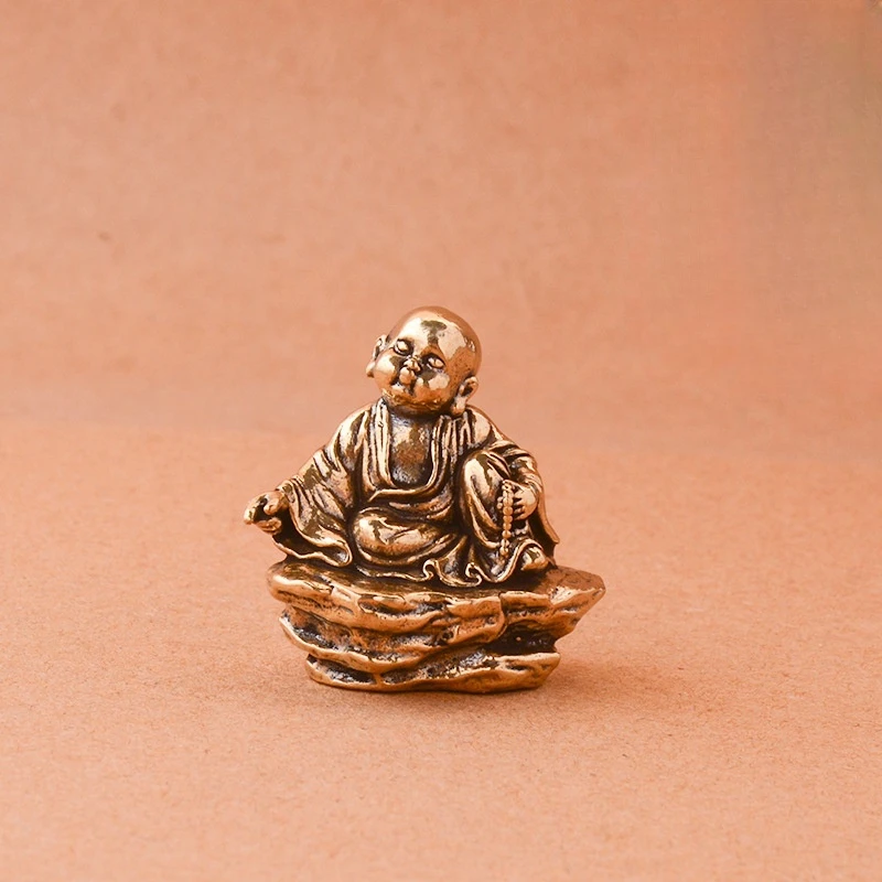 

Brass Little Shami Little Monk Meditation Small Ornament Home Desktop Decoration