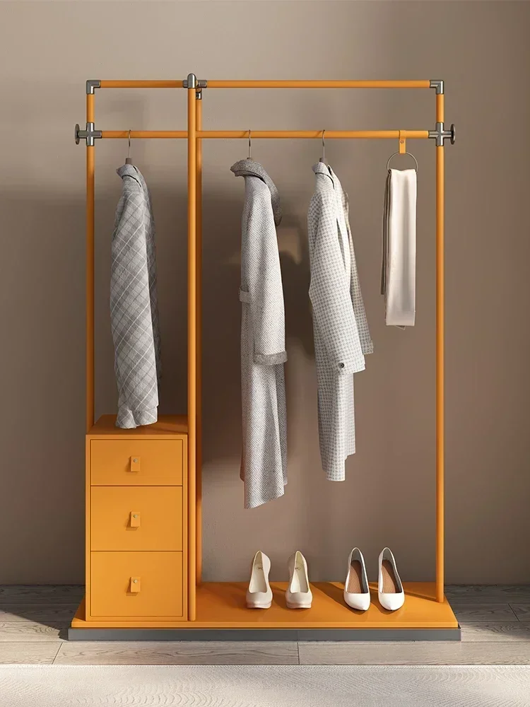 

Steel Multi-Functional Storage Shoe Rack Integrated Clothes Rack Italian Minimalist Light Luxury Coat Rack Stainless