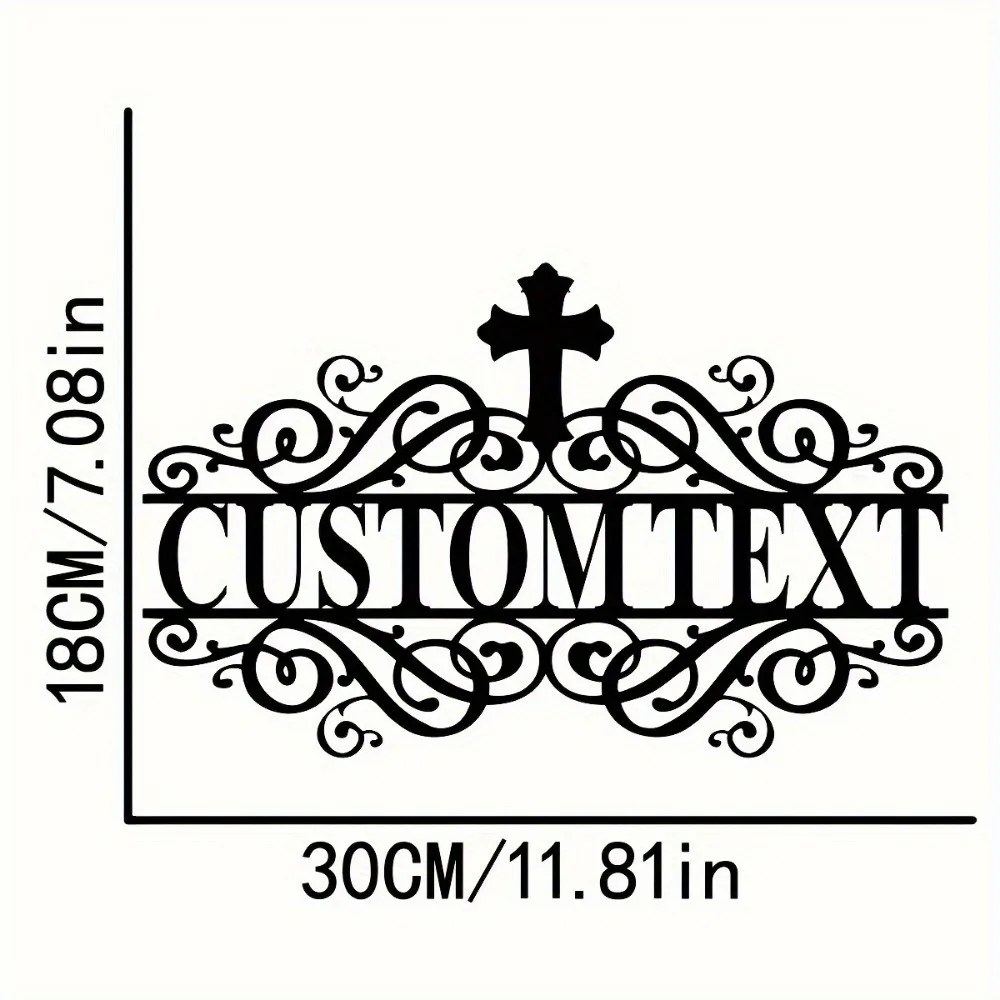 Custom Metal Nameplate Graceful Cross Pattern Tailored Outdoor Wall Deco Churches Homes Vintage Housewarming Birthday Gift Sign
