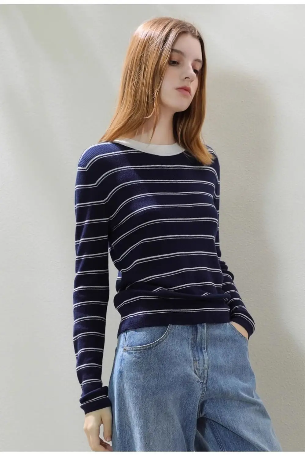 Gebreide Trui Vrouwen Truien Nieuwe Lange Mouw O-hals Gestreepte Gebreide Trui Trui Vrouwen Tops Truien Sueters De Mujer Q1606