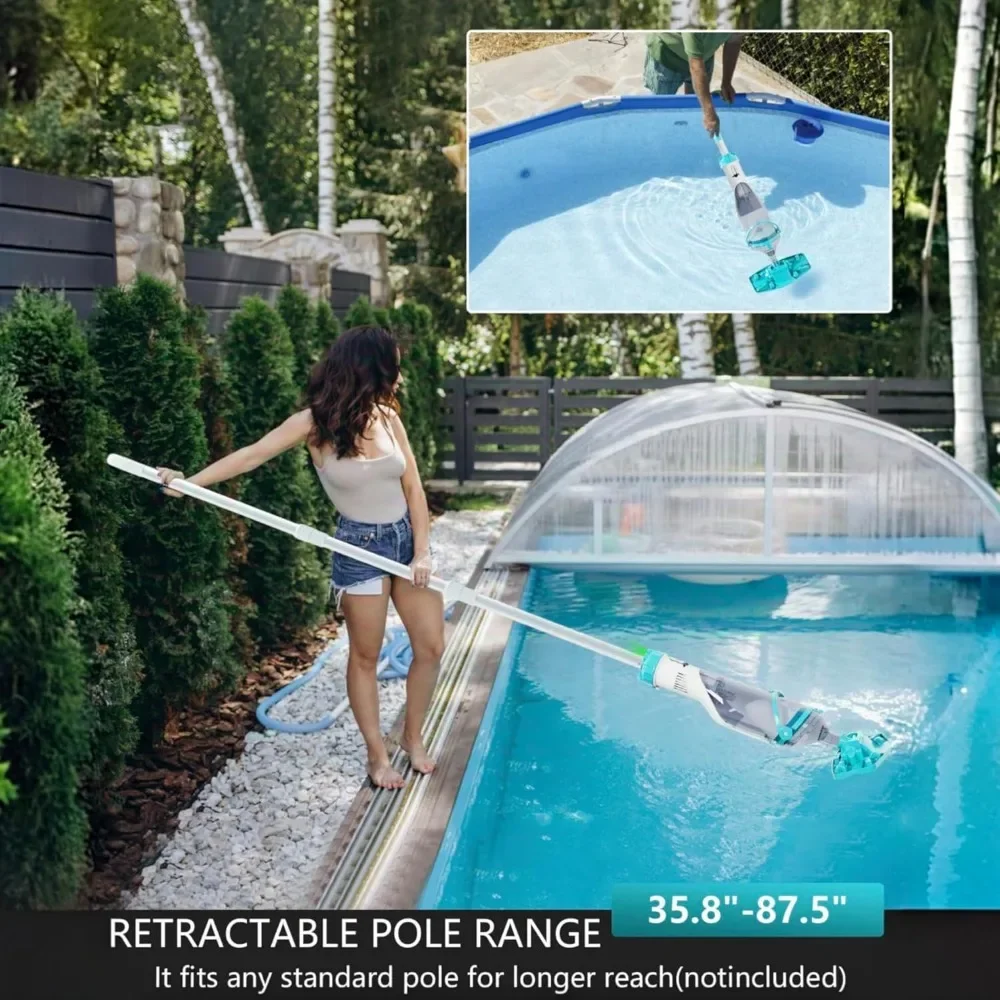 Customizable 2025Upgraded Cordless Pool Vacuum for Above Ground,LED Display&11.5" Wider Head,Handheld Pool Spa Vacuum Cleaner fo