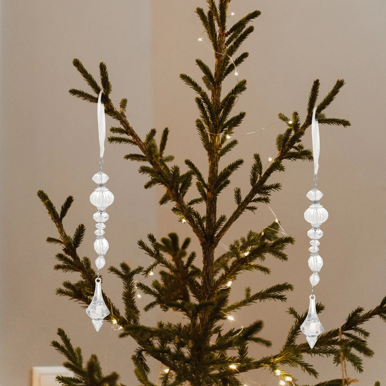 

4Pcs Christmas Tree Hanging Ornaments Clear Acrylic Teardrop Decorations Transparent Crystal Pendants Holiday Centerpieces