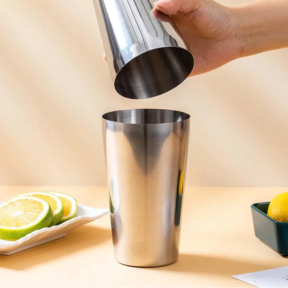 

750/550ml Boston Mixing Jug Stainless Steel Cocktail Shaker Hand Punch Lemon Milk Tea Shaker For Making Drink