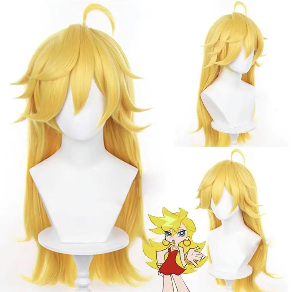Panty Anarchy (Panty) Peluca de cosplay, peluca completa de pelo rubio de red rosa en stock Envío rápido