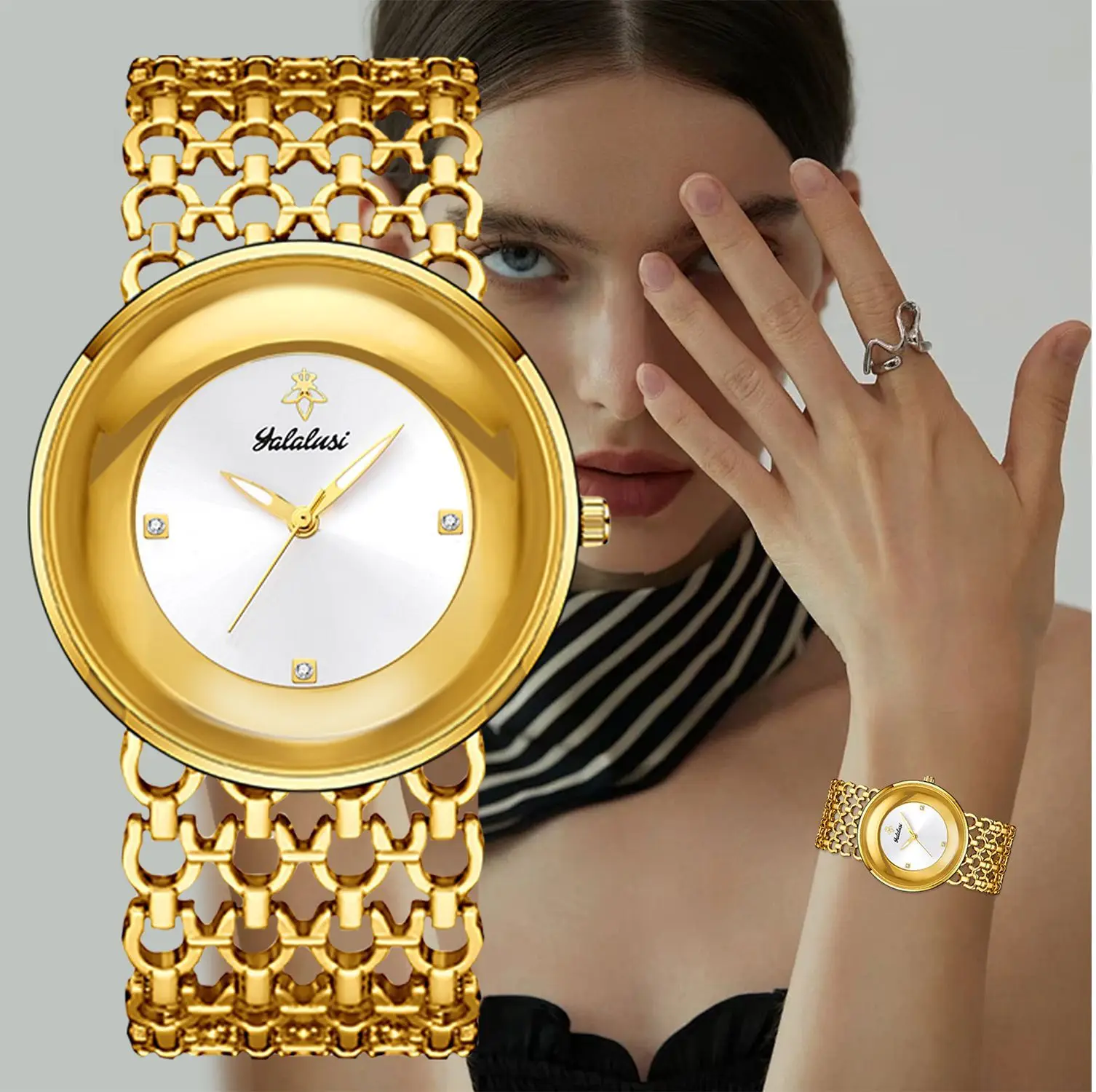 Light luxury women's watch bracelet watch gold medieval watch round dial fashionable women's  birthday gift for women