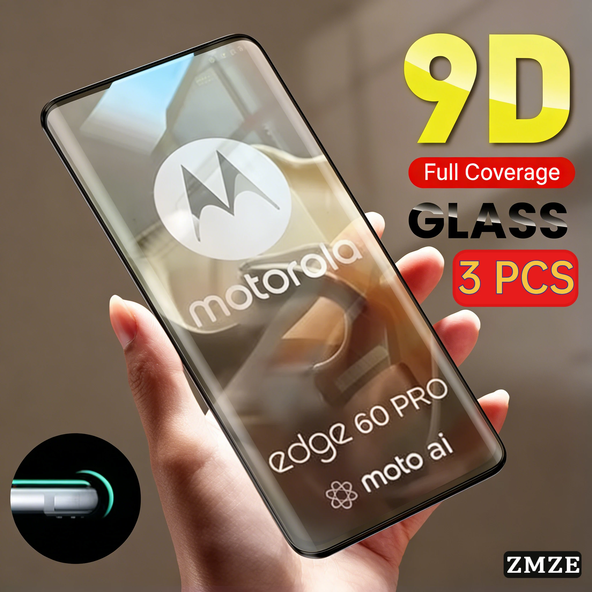 Protector de pantalla templado de vidrio curvo 9D para Motorola Edge 70 Fusion, 3 uds., vidrio antiarañazos para Motorola Edge 50 60 Fusion