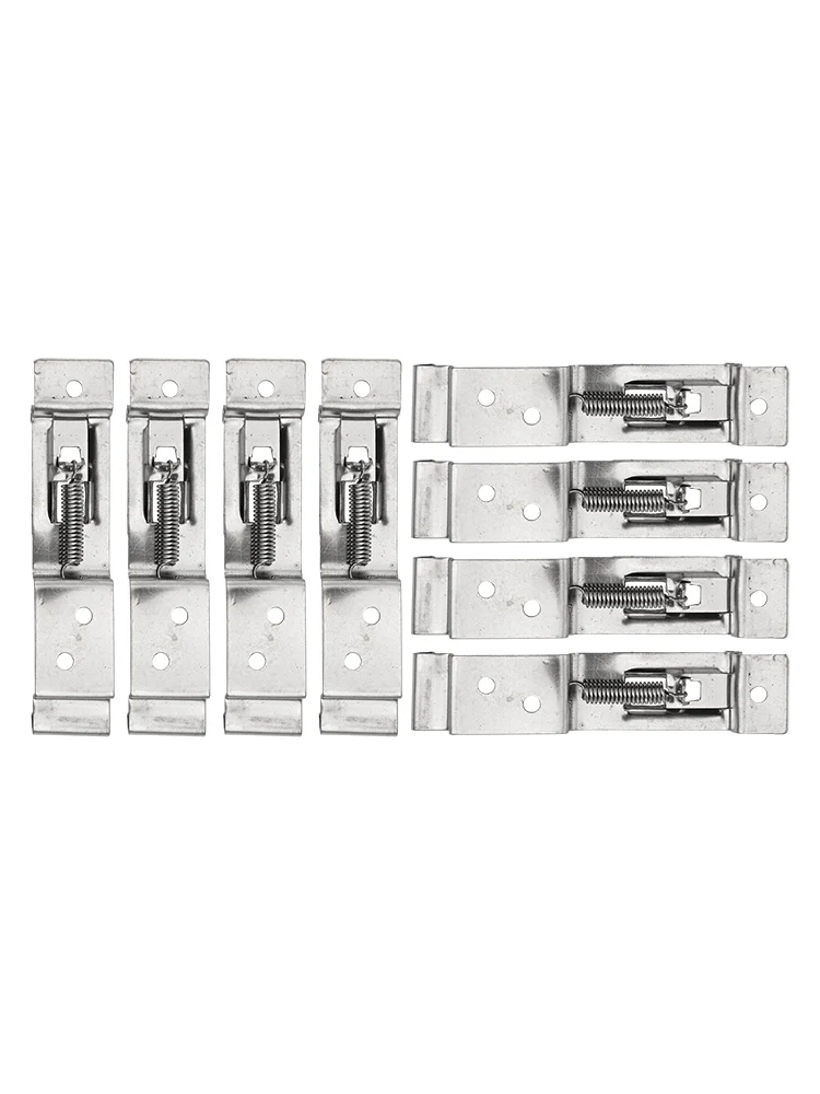 

Set of 8 Heavy Duty Stainless Steel License Plate Holders with Spring Action Clamps Compatible with Various Vehicles