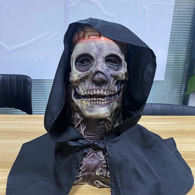 ฮาโลวีนเครื่องแต่งกาย Latex Skull หน้ากาก Creepy Skeleton Latex หน้ากากสมองเปลือย Zombie Latex หน้ากากน่ากลัวบ้านผีสิง NPC Props