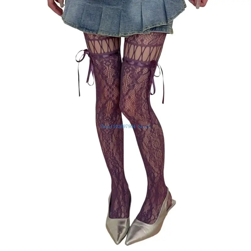 N7YF Dames Jarretellegordel Panty Patroon Visnet Dij Hoge Kousen Panty Hoge Taille Panty Jarretel Panty Geschenken