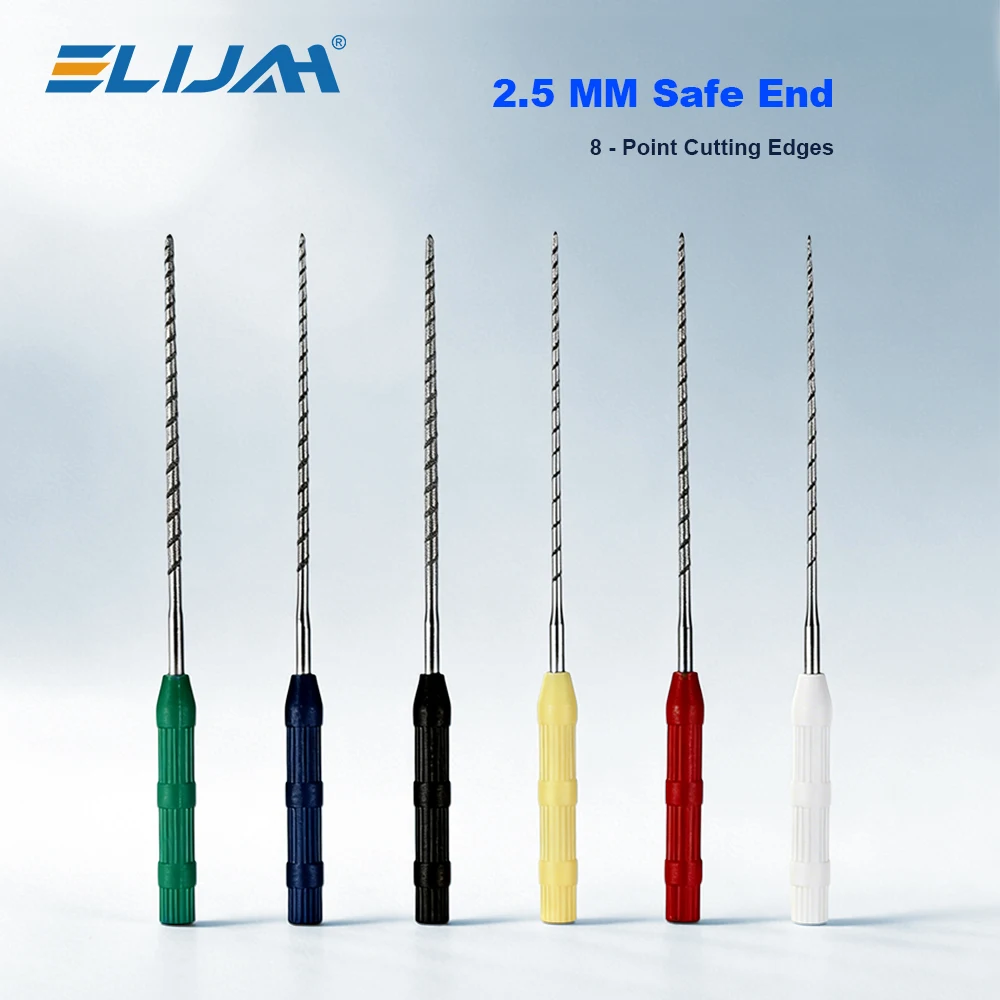 SYJH Dental Ultrasonic Endodontic Files Rispisonice Files 8-Point Cutting Edges 2.5mm Safe End 6Pcs Dentistry Root Canal Tool