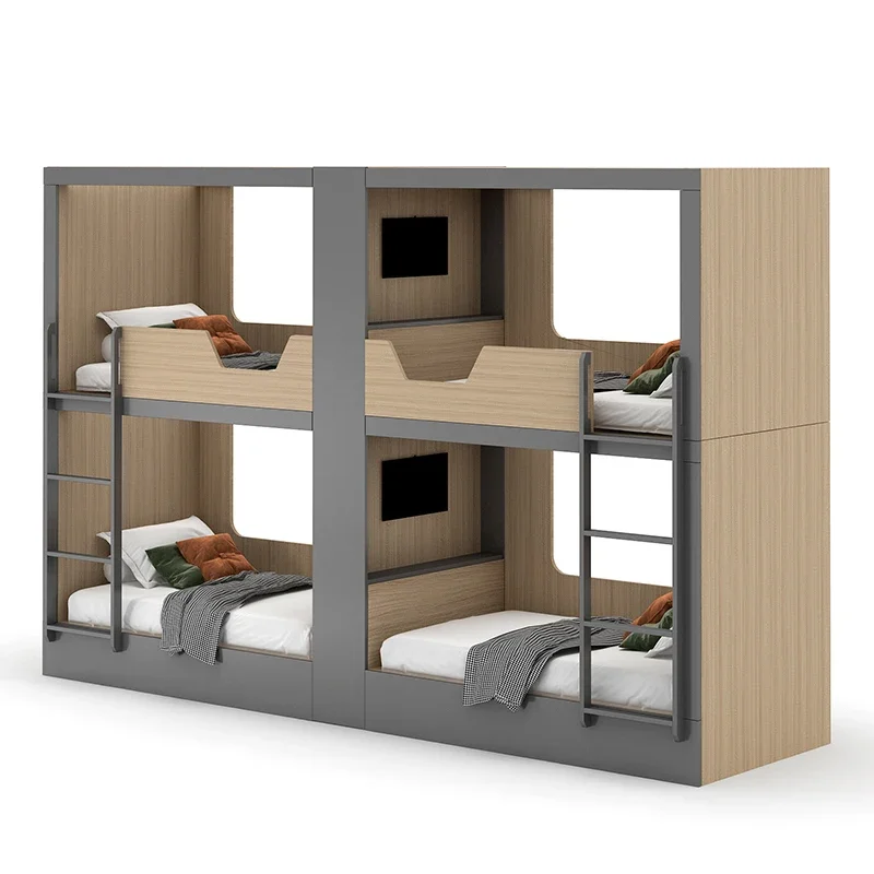 2 4 Person Dormitory Bunk Bed Privacy Hostel Bunk Capsule Beds With Slide