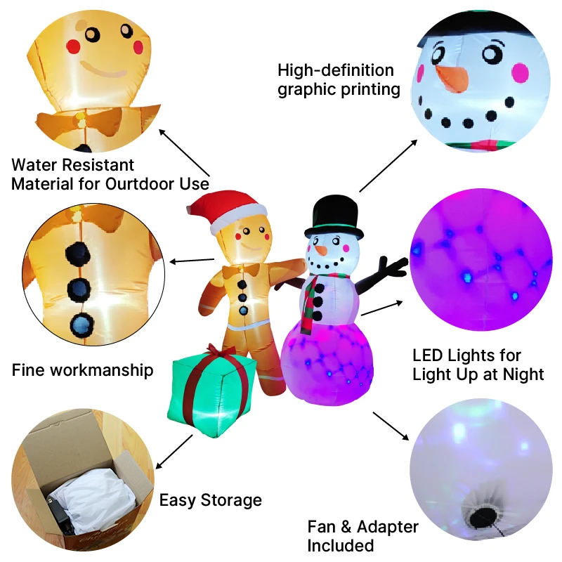 1,8 M/5,9 FT Aufblasbare Lebkuchenmann Schneemann Geschenk Box Led-leuchten Hause Dekoration Spielzeug Hof Weihnachten Ornament Urlaub decor Liefert