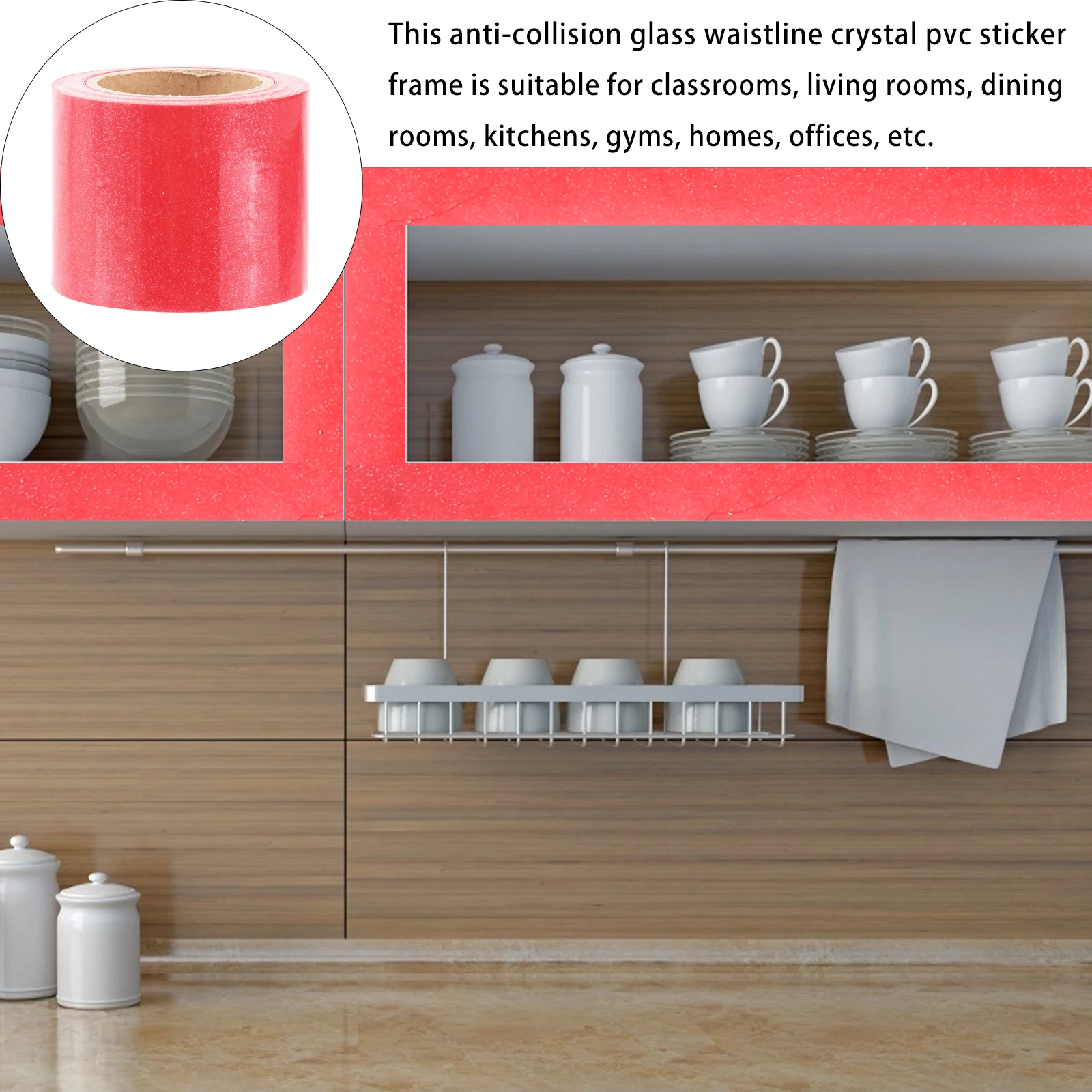 

2 Rolls PVC Anti collision Glass Waistline Stickers Transparent Self adhesive Whiteboard Border for Classroom
