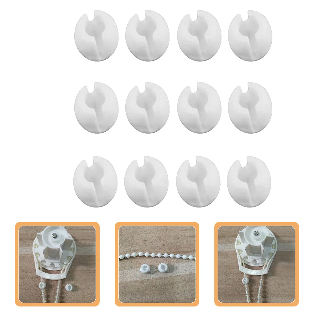 12Pcs Clear Chain for Roller Shades Vertical Blinds Plastic Crimp Stopper Clips Window Shade Accessories Bead