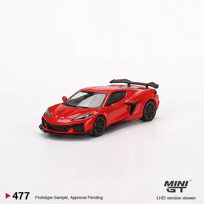 

Модель автомобиля MINIGT 1:64 Z06 2023, литая под давлением из сплава, коллекция спортивных транспортных средств, красный # 477 левый диск