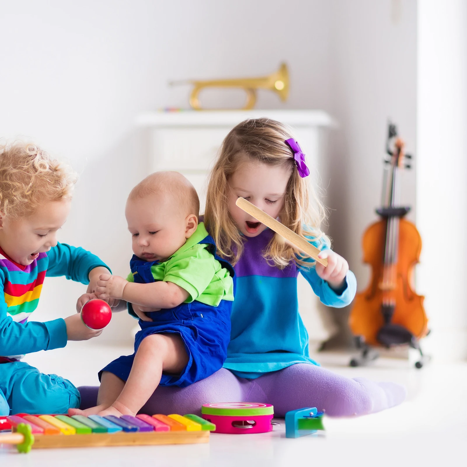 

2 Pcs Music Teaching Aids Percussion Drum Sticks Toddler Baby Musical Toys Folding Kid Wood Rhythm Preschool