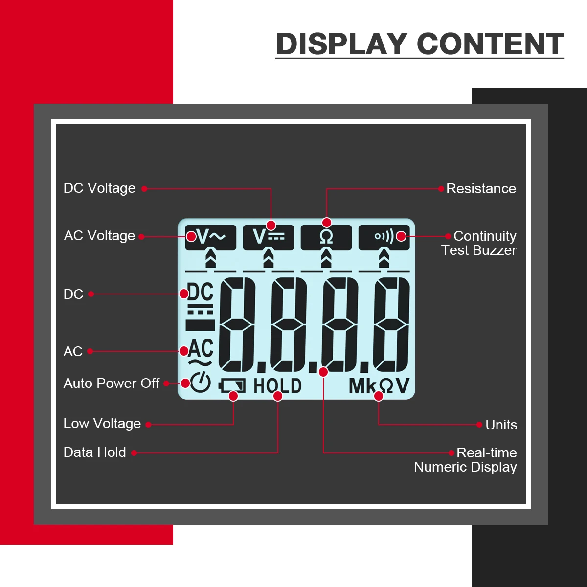 HABOTEST HT109L Digital Multimeter 4000 Counts 600V DC AC Voltage Measurement Voltmeter NCV Resistance Continuity Multitester