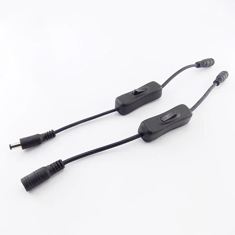 1 ชิ้นสายไฟพร้อมสวิตช์อะแดปเตอร์แจ็คสําหรับ RGB Controller, LED Strip, กล้องวงจรปิดความปลอดภัยกล้อง, สาย DC หญิงชาย P
