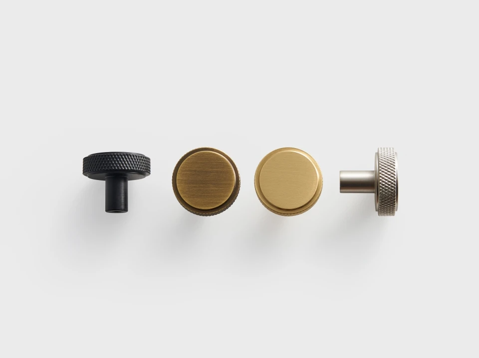 Nurlin Solid Brass Nickel Brushed Silver Knurled Classic Luxury kitchen Knobs Furniture Door Handle Available In Multiple Sizes