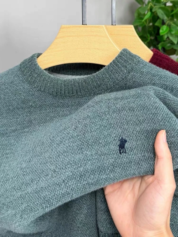 الراقية مصمم العلامة التجارية سترة الرجال الأزياء الفاخرة جولف بول التطريز جولة الرقبة أعلى شتاء جديد المخملية الدافئة بلوفر مغزول #5