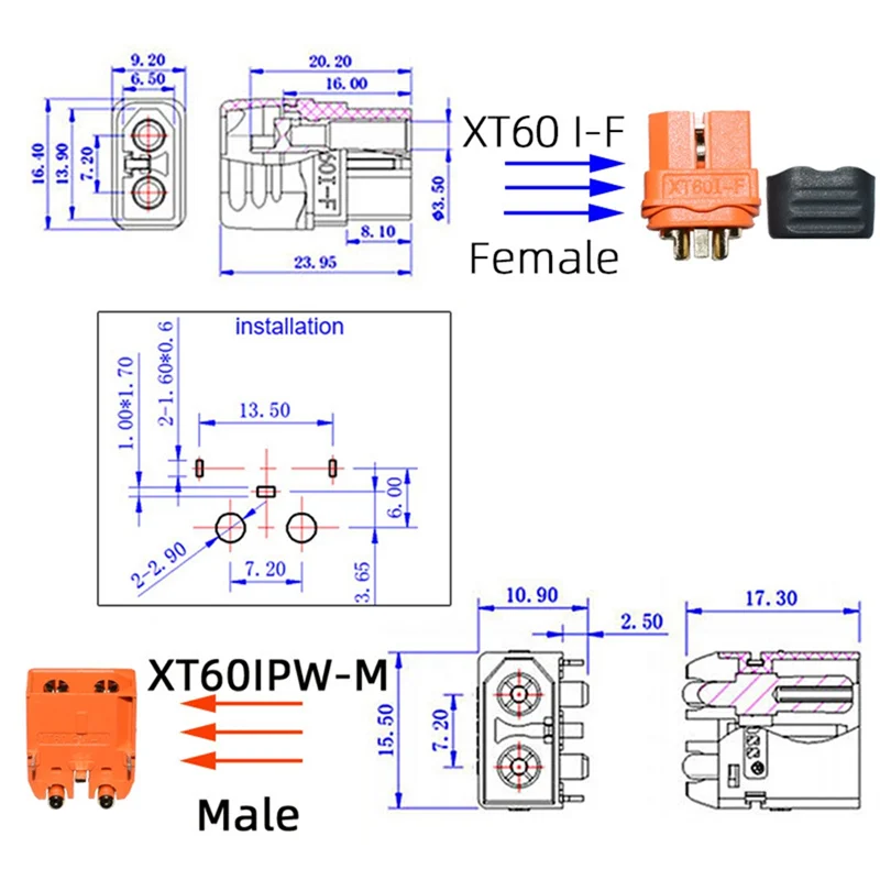 ABSQ-12AWG أندرسون إلى Xt60i محول Xt60i إلى أندرسون موصل كابل أندرسون كابل محول للطاقة الشمسية المحمولة الطاقة Sta
