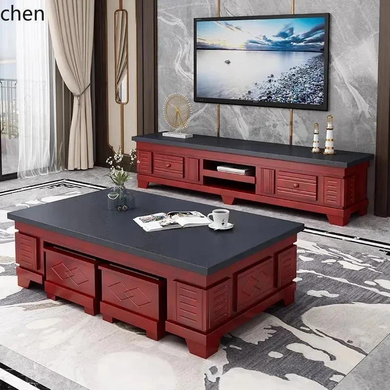 

LXC solid wood coffee table TV cabinet combination simple modern storage living room home office
