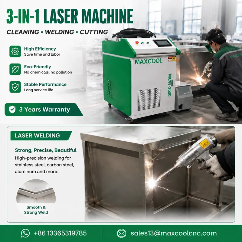 Portable 3 in 1 Laser Cleaner Welding Machine Cutting Machine 1500W 2000W Fiber Laser Rust Paint Removal Metal Processing Tool