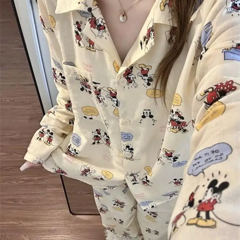 

Autumn Winter Women Pjs Cotton Ground Wool Sleepwear Warm Thick Cartoon Long Sleeve Pants Pajamas Ladies Homewear Month Clothes