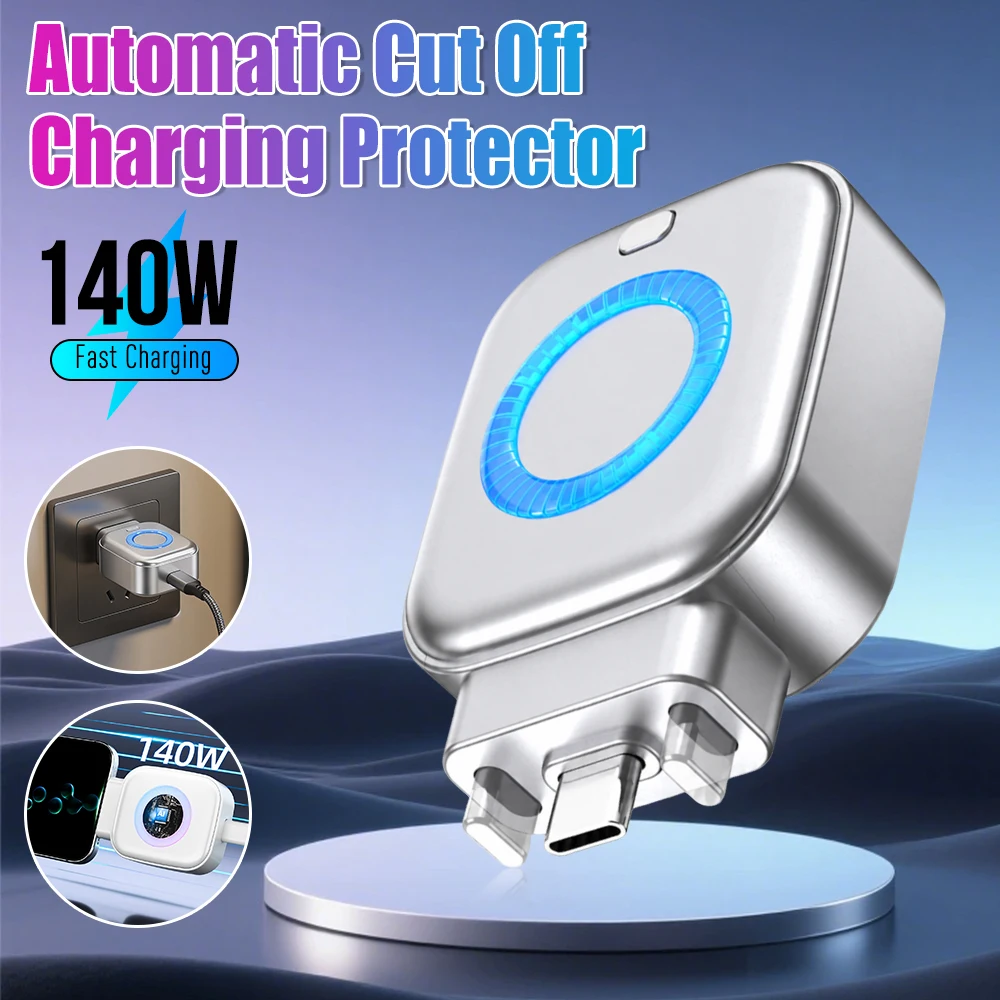 140W Type-C Fast Charging Data Cable Separator Anti-Overcharge Intelligent Auto Stop Separator for Home Office & Outdoor Travel