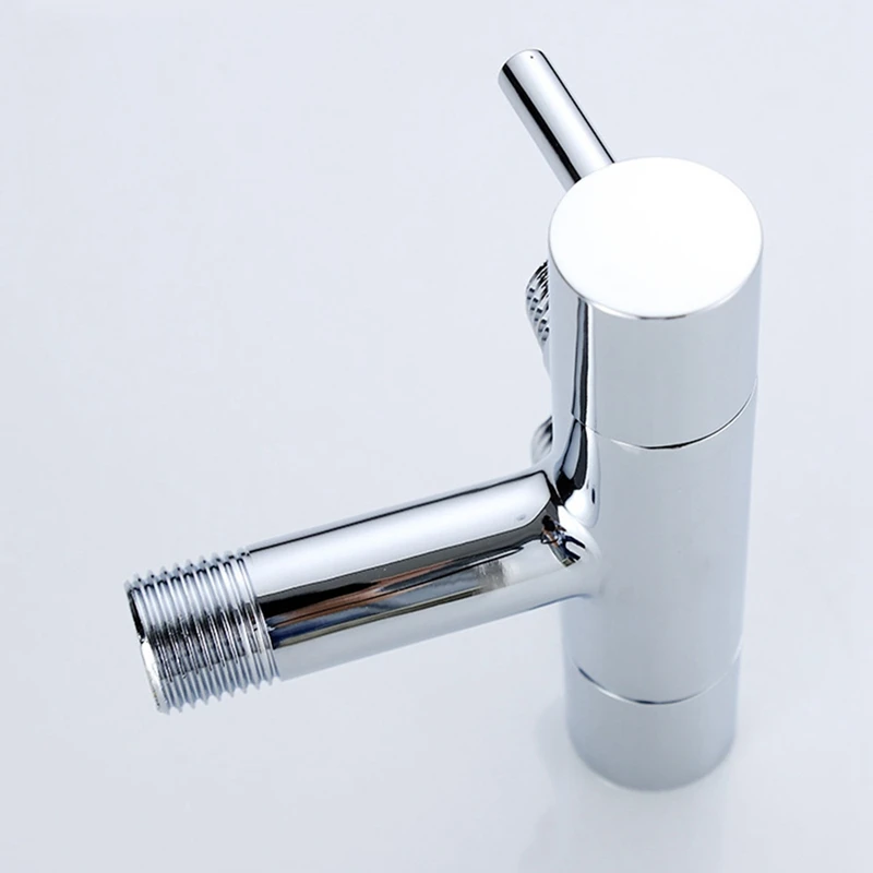 Válvula angular para bacia, válvula cromada montada na parede g1/2, adaptador de saída dupla, fluxo ajustável para torneiras de pia de banheiro