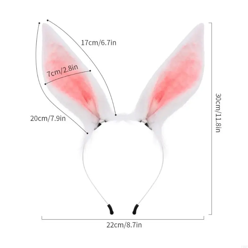 49MF Rabbit ears Headband Halloween Cosplay Maid Hairhoop Role Play Dress Up Headwear