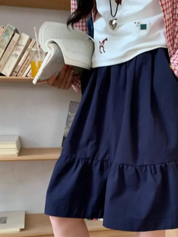 กระโปรงทรงเอเอวสูง สไตล์ญี่ปุ่น สำหรับผู้หญิง ฤดูใบไม้ผลิ/ฤดูร้อน 2025 รุ่นใหม่ สไตล์นักศึกษา กระโปรงทรงร่ม