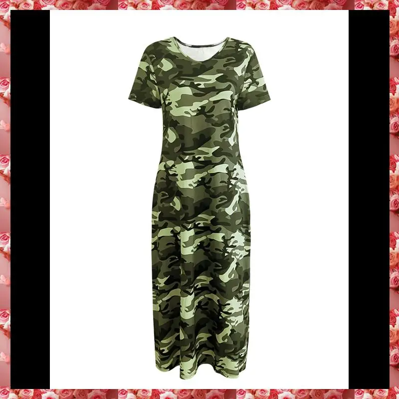 فستان نسائي صيفي كاجوال تي شيرت فضفاض بأكمام قصيرة مع جيب للنساء