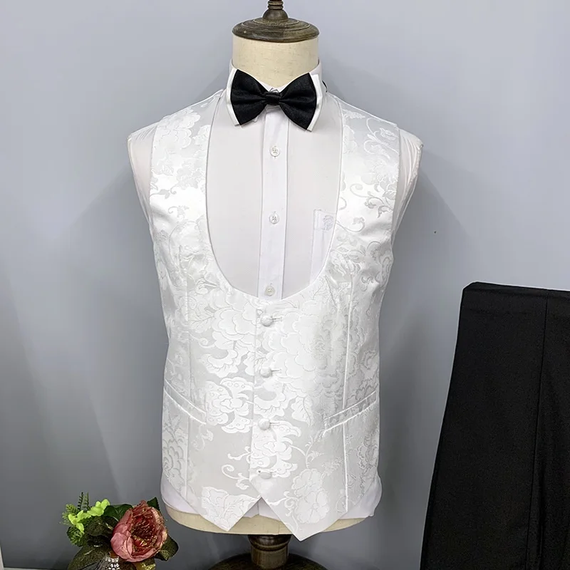 Conjunto de traje bordado de gama alta para hombre, Chaqueta de traje, chaleco, pantalones, apto para fiesta, banquete, boda, ropa exclusiva