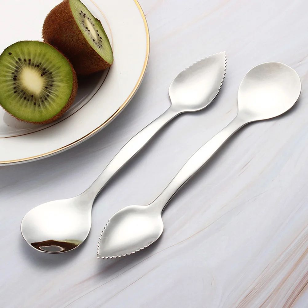 

2PCS Stainless Steel Grapefruit Spoons Double- Digging Scoop Multipurpose Fruit Vegetable Spoons fruit spoon