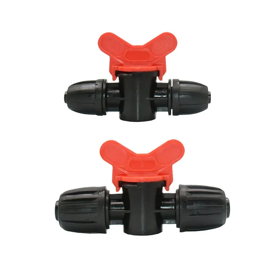 Mini barbed hose valve for drip irrigation systems with multiple sizes 4 8 10 12 16 20 25 mm compatible with 1/2 inch and 8 to 1