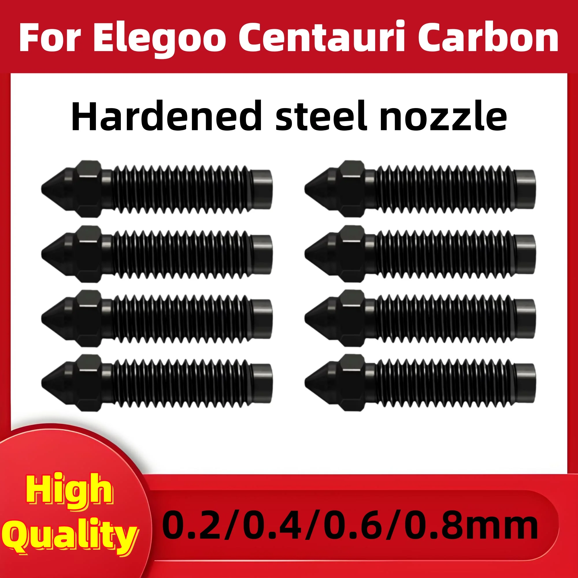Centauri Carbon 0.4mm Hardened Steel Nozzle 0.2mm 0.6mm 0.8mm Hardened Steel Extruder Hotend Nozzles High Precision 500℃