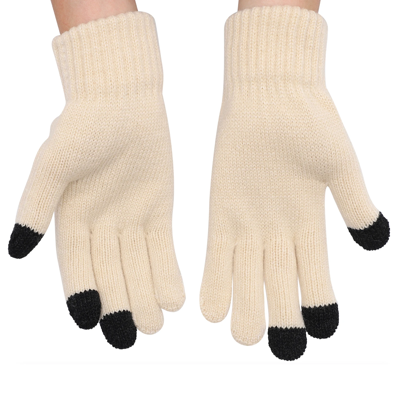 

1Set Knit Hat Scarf Gloves Set Winter Warm Beanie Mittens Stretchable Cold Weather Accessories for Women Fashion Casual