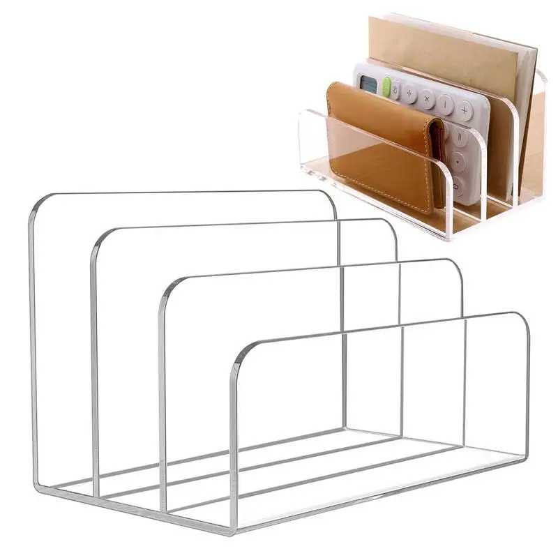 Imagem -02 - Desktop Acrílico File Organizer Mesa Pasta Classificador Letter Stand Mail Livro Papel Folheto Bin Box Armazenamento