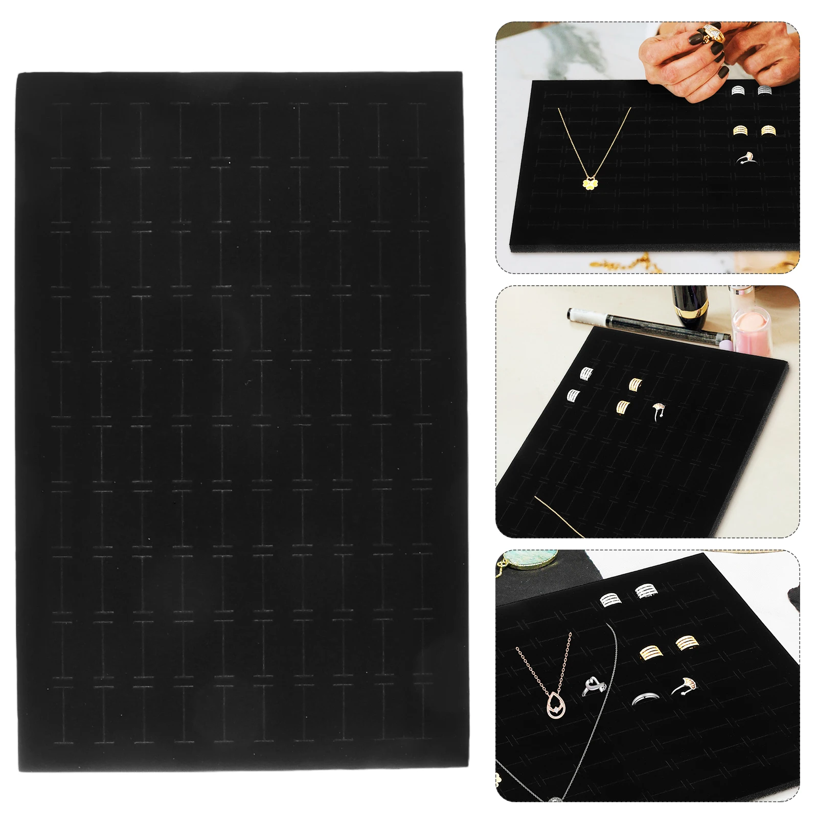 

3 Pcs Jewelry Box Pad Insert Display Mat Sponge Black Holder for Ring Tray Supplies Storage Organizer Case Container
