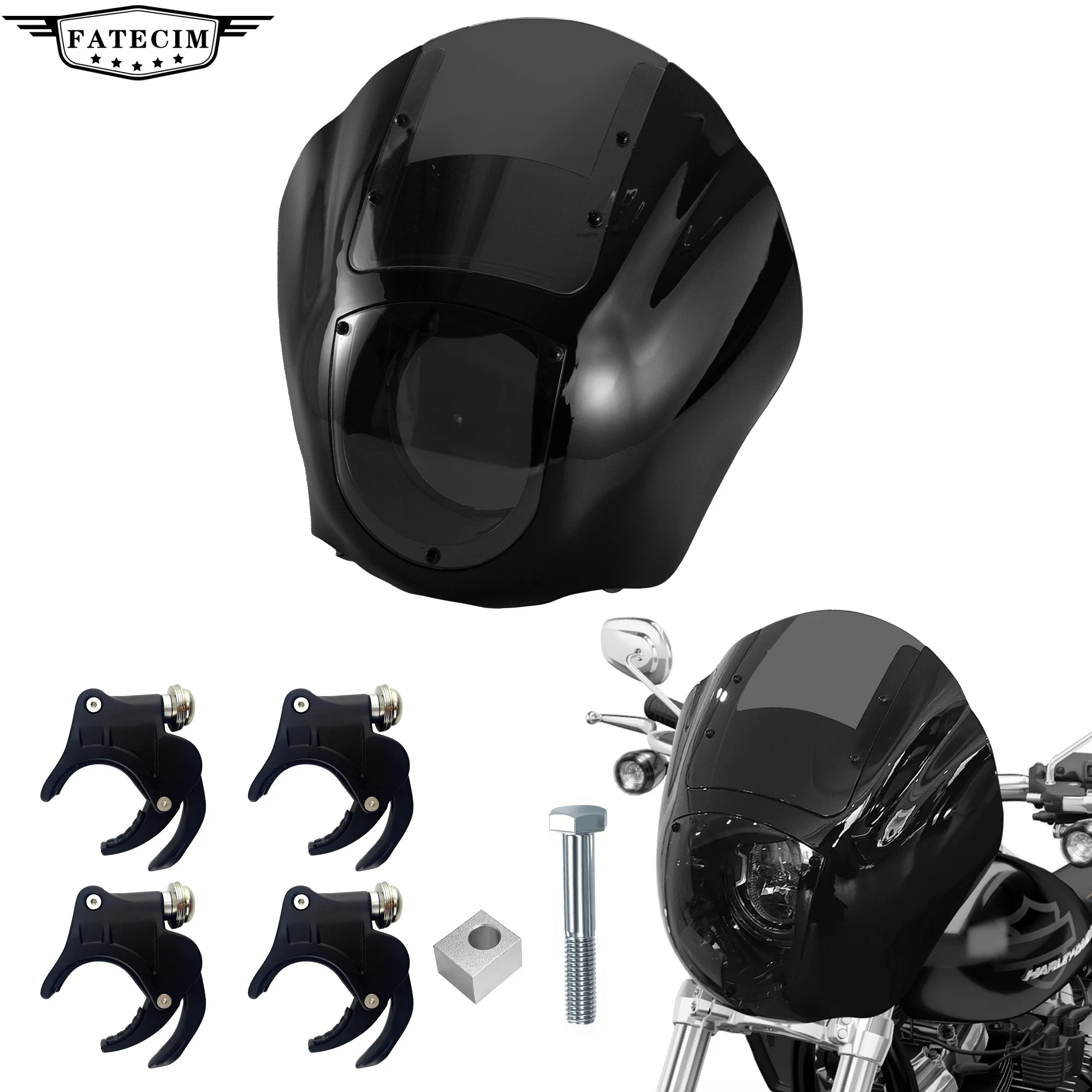 Viertelverkleidung mit klarer, getönter Windschutzscheibe inklusive neuer Schnellverschluss-Halterungen für Harley Davidson Dyna 2006-2017
