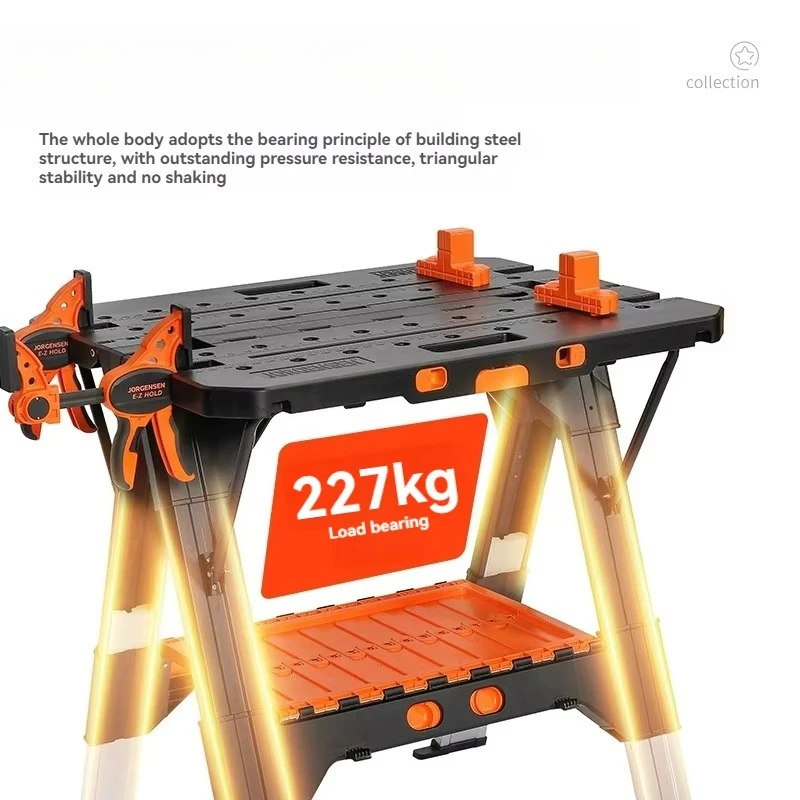 Table de travail pliante portable avec pinces de 12 pouces – Établi de travail du bois pour garage, magasin, usage domestique