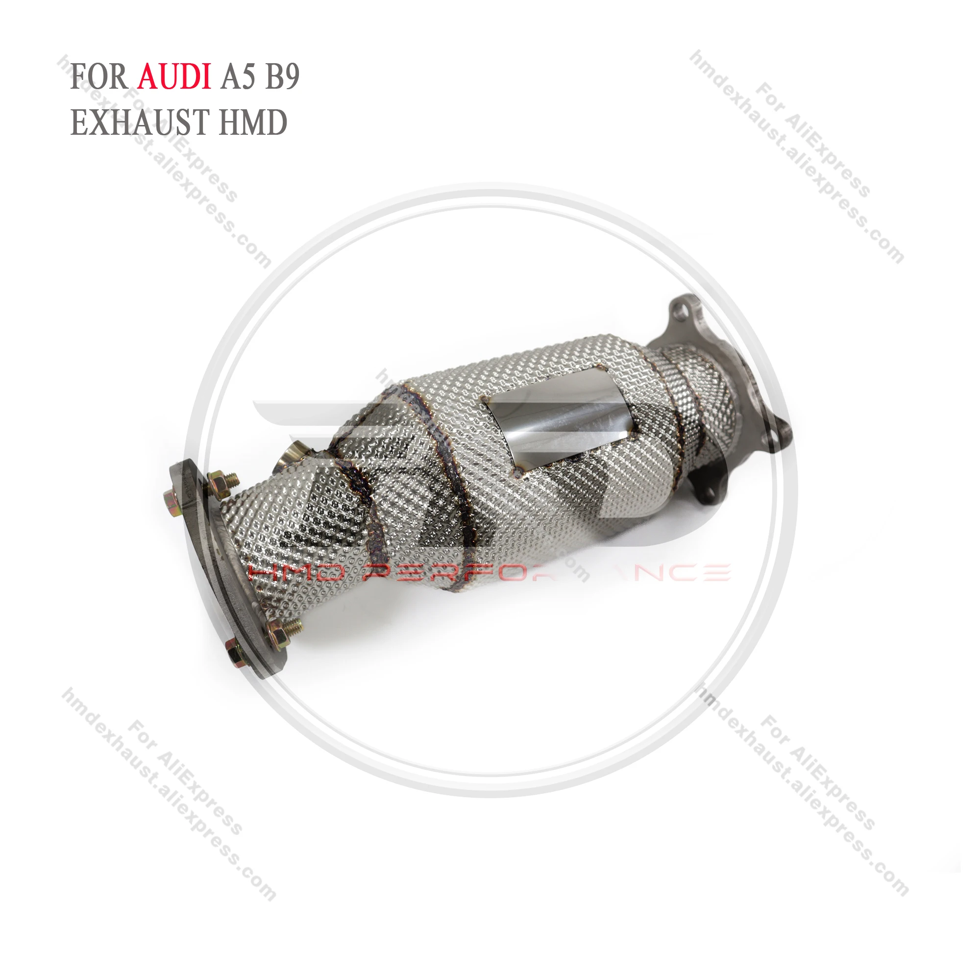 

HMD Exhaust System High Flow Performance Downpipe for Audi A4 A5 Q5 B9 Quattro B9 AWD 2.0T Non OPF With Heat Shield Racing Pipe