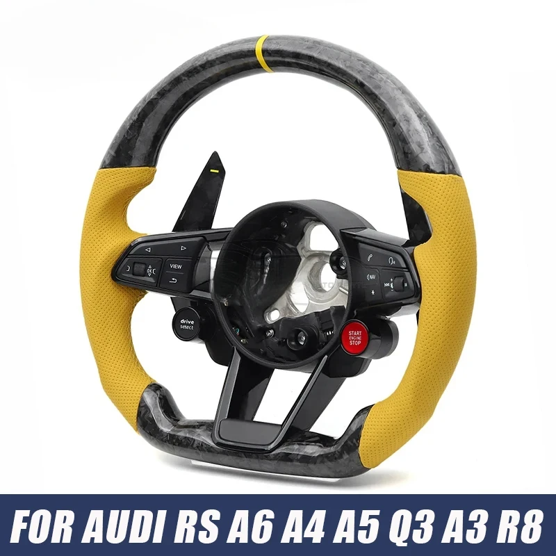 

Кнопка запуска двигателя, спортивный руль из кованого карбона для Audi R8 RS S3 S8 A3 A4 A5 A6 A7 Q3 TT TTS TTMK2 TTMK3, автомобильные аксессуары
