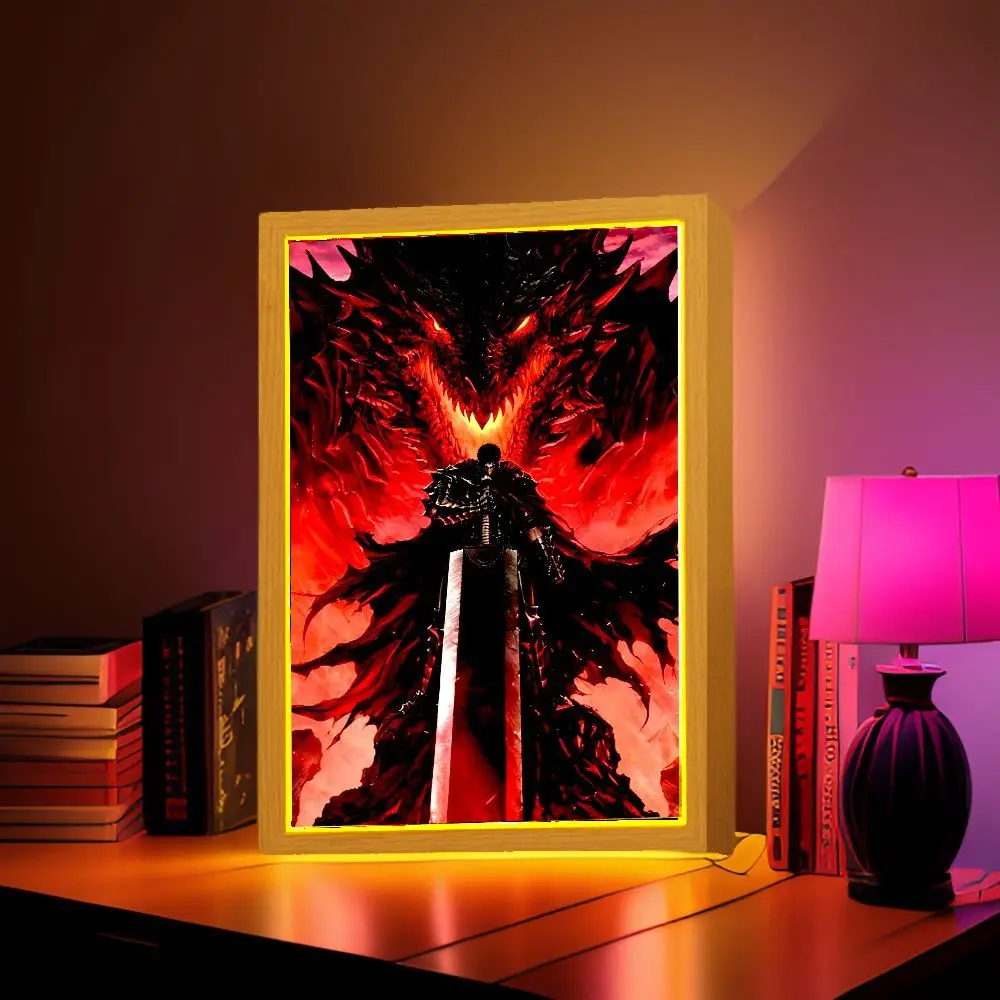 Anime Figure Berserk Behelit Light Painting Photo Frame Night Light Griffith Beherit Action Figures Room Decor Christmas Gifts