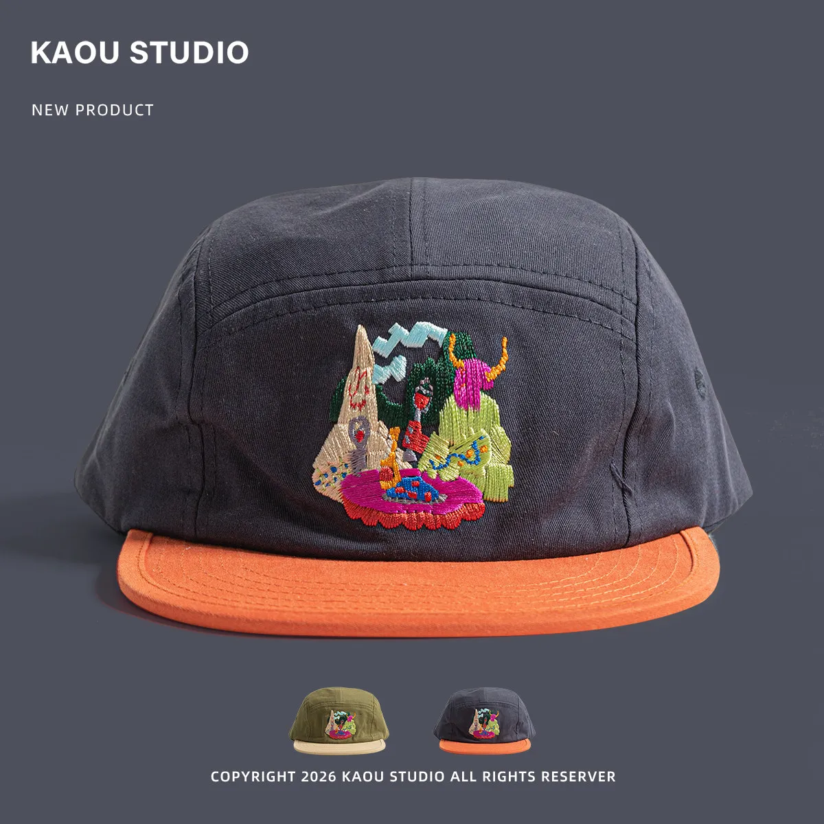 Flat brim baseball cap - spring/autumn embroidered color block unisex streetwear versatile duckbill cap