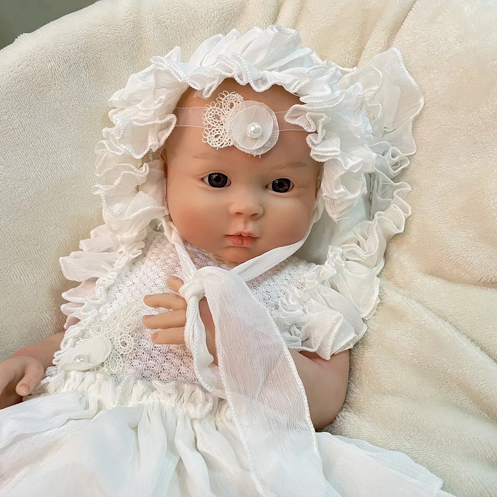 Attyi 18inch Full Body Solid Silicone Baby Girl Reborn Doll Handmade Painted Silicone Newborn Dolls bebê reborn de olho aberto